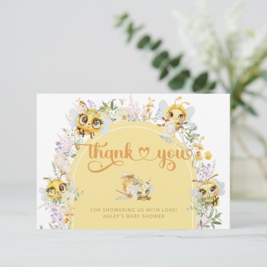 Sweet as can bee Floral Baby Dusche Danke Karte (Stehend Vorderseite)