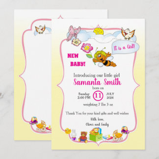 Sweet as Can Bee Floral Baby Girl Shower Invite Einladung