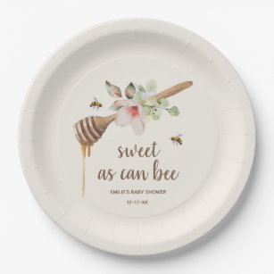 Sweet as Can bee Floral Honey Wand Babydusche Pappteller