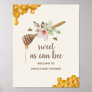 Sweet as Can bee Floral Honey Wand Babydusche Poster