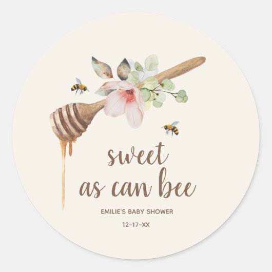 Sweet as Can bee Floral Honey Wand Babydusche Runder Aufkleber (Vorderseite)