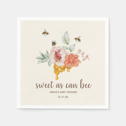 Sweet as can bee Floral Honeycomb Baby Dusche Serviette (Vorderseite)