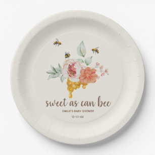 Sweet as Can bee Floral Honeycomb Babydusche Favo Pappteller