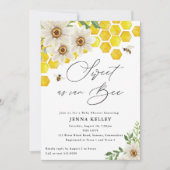 Sweet as Can Bee, Honey Bee & Daisies Baby Dusche Einladung (Vorderseite)