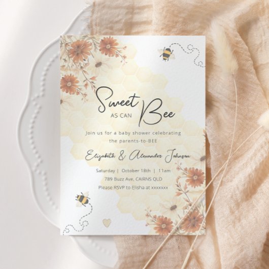 Sweet as can bee Honey Boho Baby Dusche Einladung