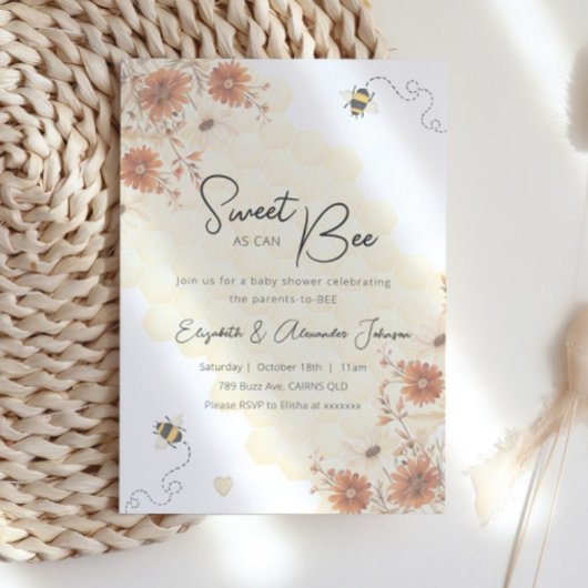 Sweet as can bee Honey Boho Baby Dusche Einladung