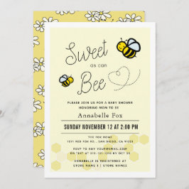 Sweet as can Bee Light Yellow Baby Shower Einladung