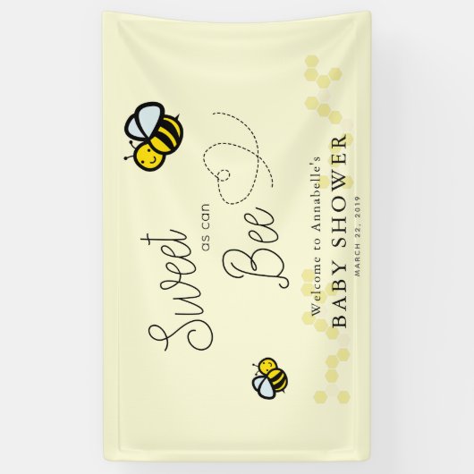 Sweet as can Bee Niedlich Yellow Baby Shower Banner (Vertikal)