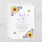 Sweet as Can Bee Sonnenblume Lila Babydusche Einladung (Vorderseite)