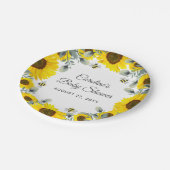 Sweet as can BEE Sunflowers Eucalyptus Baby Dusche Pappteller (Schrägansicht)