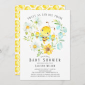 Sweet as Can Bee Twins Baby Dusche Einladung (Vorne/Hinten)
