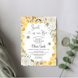 Sweet as Can Bee White Floral Baby Dusche Einladung