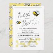 Sweet as can Bee White Yellow Baby Shower Einladung (Vorne/Hinten)