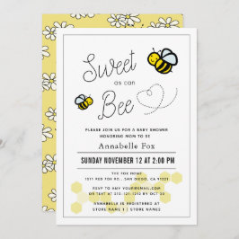 Sweet as can Bee White Yellow Baby Shower Einladung