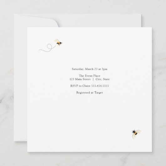 Sweet as can Bee Wildblume Baby Shower Einladung (Rückseite)