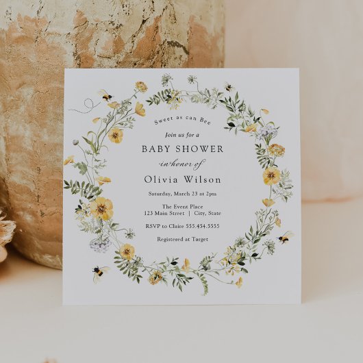 Sweet as can Bee Wildblume Baby Shower Einladung