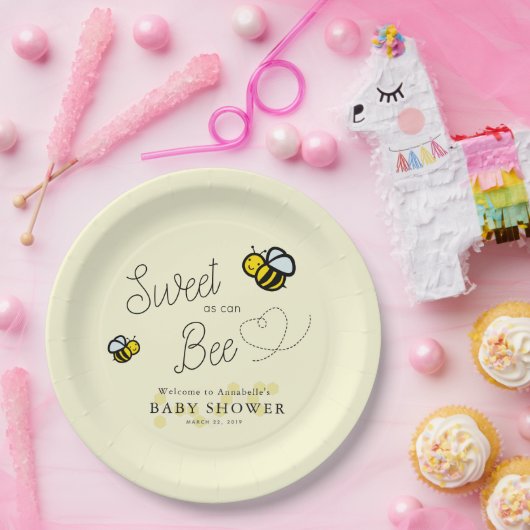 Sweet as can Bee Yellow Baby Shower Pappteller (Party)