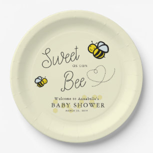 Sweet as can Bee Yellow Baby Shower Pappteller