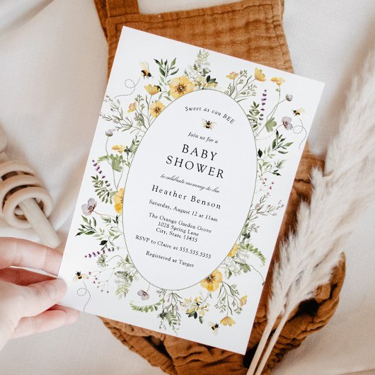 Sweet as Can Bee Yellow Flowers Baby Shower Einladung