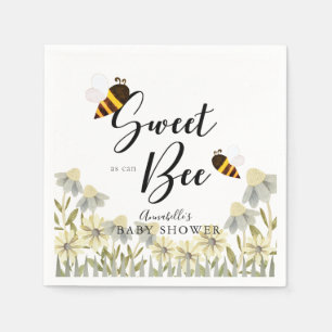 Sweet as can Beey Bee White Baby Shower Serviette