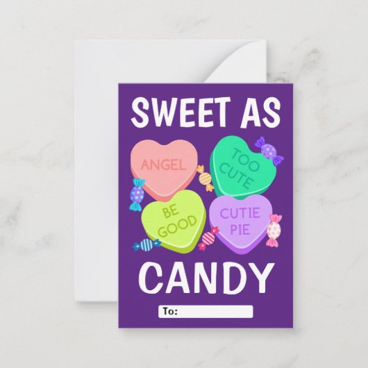 Sweet as Candy Classroom Valentine's Day Note Card Mitteilungskarte (Vorderseite)