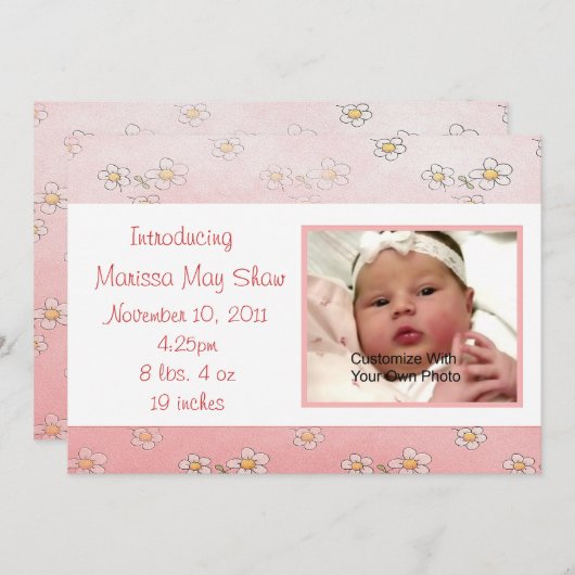 Sweet as Daisy's Baby Birth Ankündigung (Vorne/Hinten)