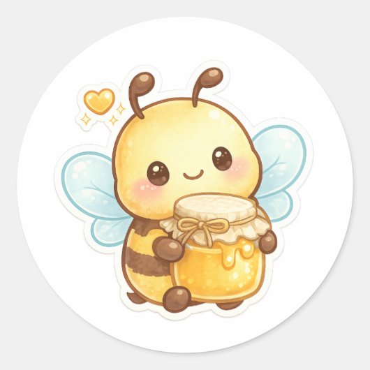 Sweet as Honey | Cute Cartoon Bee Runder Aufkleber (Vorderseite)