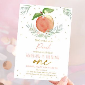 Sweet as Peach 1. Geburtstag Einladung