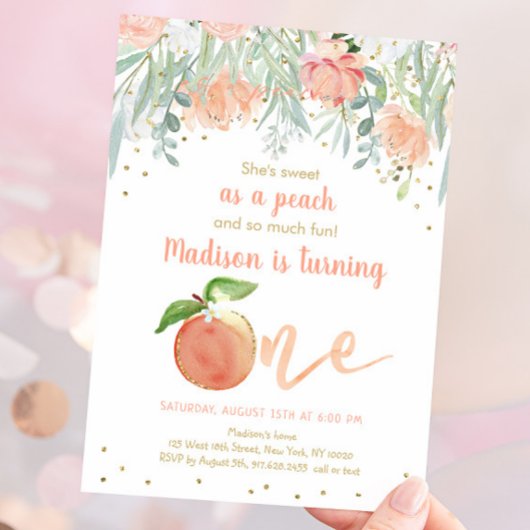 Sweet as Peach 1. Geburtstag Einladung