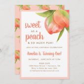 Sweet as Peach 1. Geburtstag Party Einladungen (Vorne/Hinten)