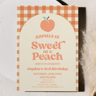 Sweet as Peach Fruit Orange Pink Geburtstagsparty Einladung