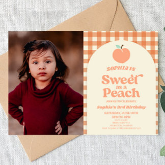 Sweet as Peach Fruit Picture Birthday Party Einladung