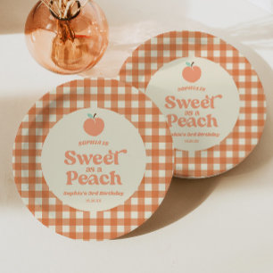 Sweet as Peach Fruit Pink Orange Geburtstagsparty Pappteller
