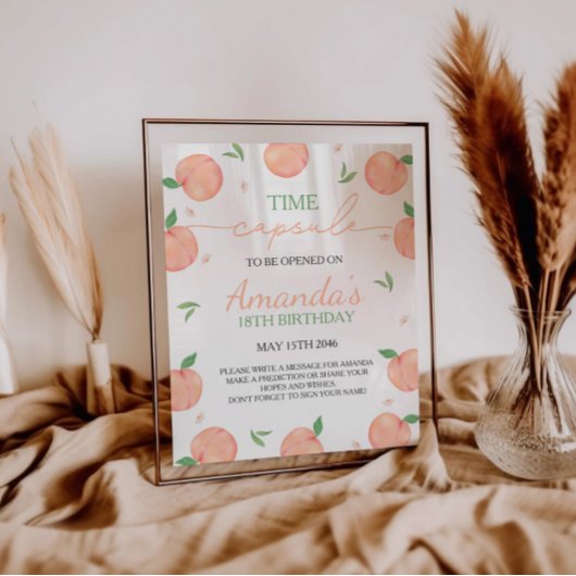 Sweet as Peach Geburtstagszeit Kapselunterschrift Sockelschild