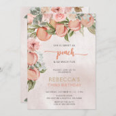 Sweet as Peach Girl Birthday Einladung (Vorne/Hinten)
