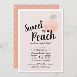 Sweet as Peach Niedlich Kawaii Girl Birthday Einladung