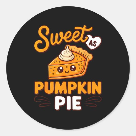Sweet As Pumpkin E Shirt Adult Kids Men Women Than Runder Aufkleber (Vorderseite)