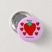 Sweet As Strawberriez pastellfarbene Pixel Art Min Button (Vorne & Hinten)