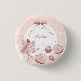 Sweet as Strawberry Fairy Girl Geburtstag Willkomm Button