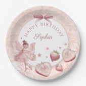 Sweet as Strawberry Fairy Girl Geburtstag Willkomm Pappteller (Vorderseite)