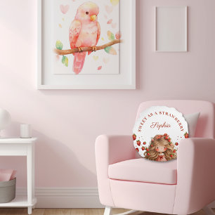 Sweet as Strawberry Girl Happy Birthday Party Rundes Kissen