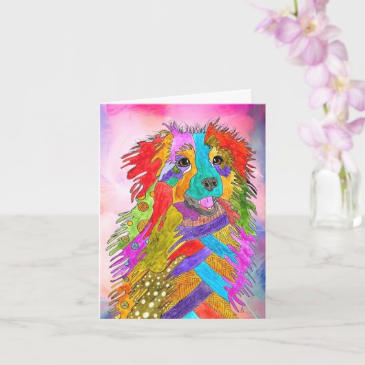 Sweet Australian Shepherd Greeting Card Karte (Orchidee)