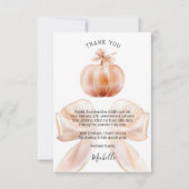 Sweet Autumn Bow Little Pumpkin Baby Shower Dankeskarte (Vorderseite)