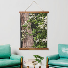 Sweet Autumn Clematis Floral Wandteppich Mit Holzrahmen