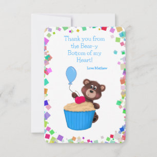 Sweet Baby Bear Blue Cupcake Geburtstag Dankeskarte