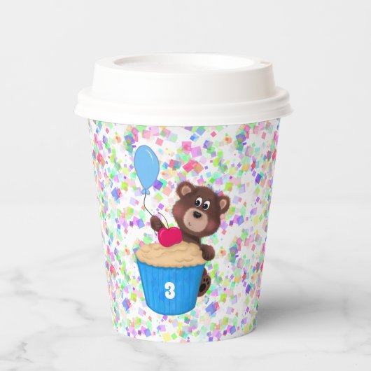 Sweet Baby Bear Cupcake Confetti Geburtstag Pappbecher (Vorderseite)