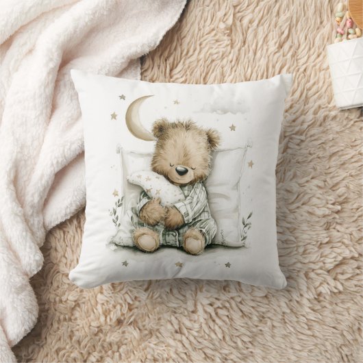 Sweet baby bear fast asleep on fluffy clouds kissen (Decke)