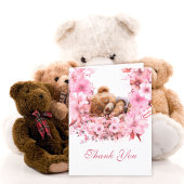 Sweet Baby Bear Pink Floral Dankeskarte