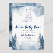 Sweet Baby Bear Winter Snow Blue Boy Baby Dusche Einladung (Vorne/Hinten)