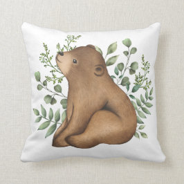 Sweet Baby Bear Woodland Forest Greenery Kinderzim Kissen
